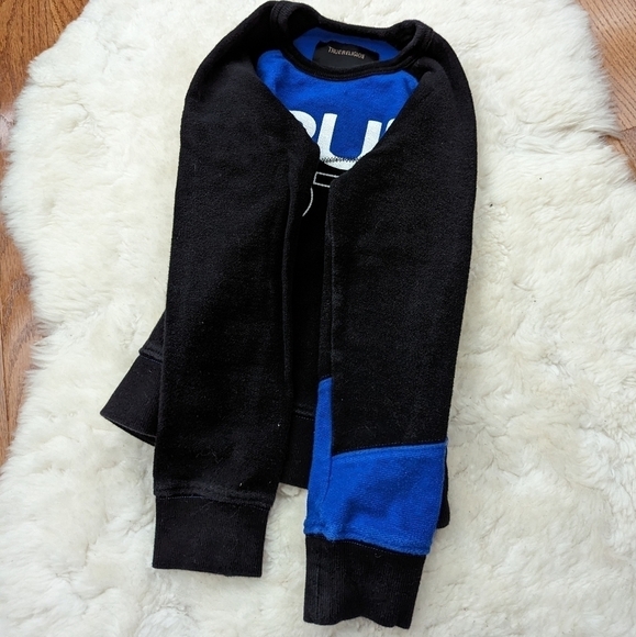 True RELIGION kids black & blue colour block long sleeve crew neck 5 - Picture 3 of 7